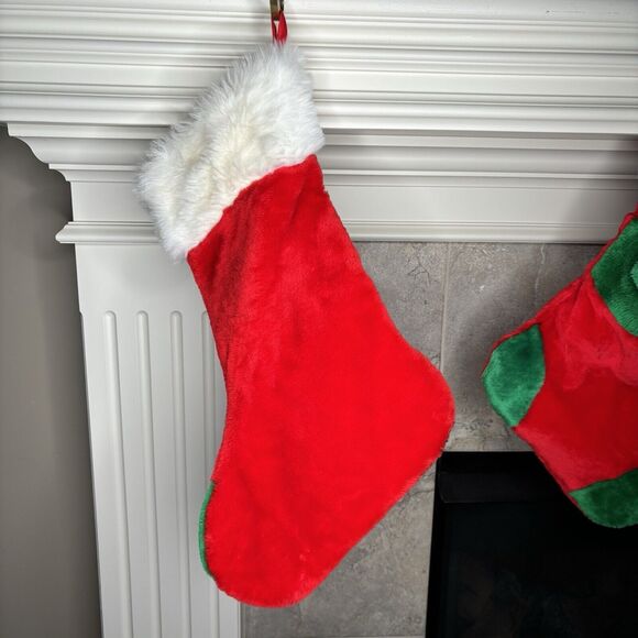 Vintage 3D White BEAR CHRISTMAS STOCKING Green Red Hat Prima Creations - Picture 3 of 5